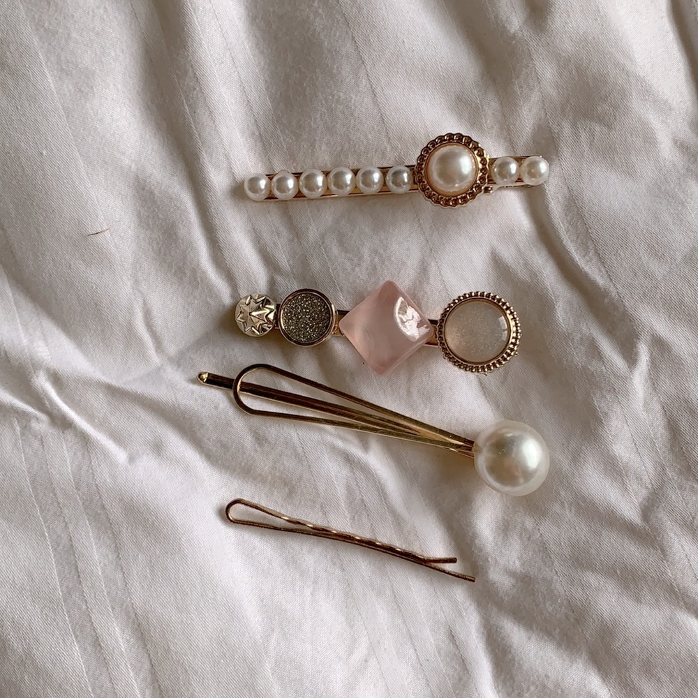 Gold tone hair clips